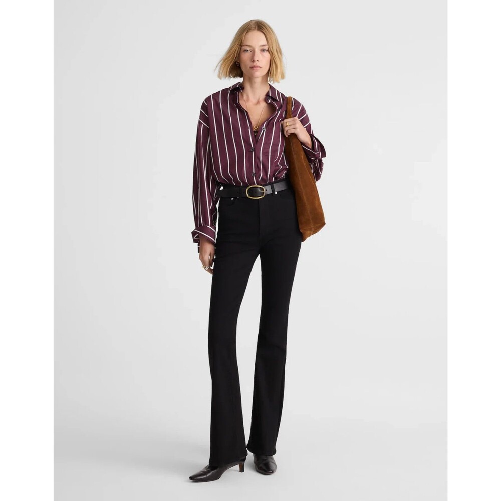 MADEWELL The Stretch Flare Jean 24 Black Rinse Wash High Rise Cotton Bld NWT B54